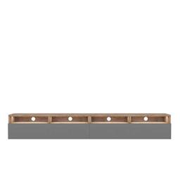 Selsey REDNAW - Modern TV Stand/TV Cabinet with 2 Drawers / 200 cm/Wotan Oak/Grey Gloss/LED lighting
