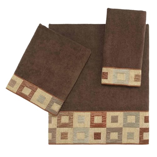 Avanti Linens Precision Collection 3 Pc Embellished Towel Set,Mocha