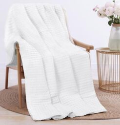 Utopia Bedding Cotton Waffle Blanket 300 GSM (White - 152x127 cm) Soft Lightweight Breathable Bed Blanket Big Size Layering Any Bed for All Season