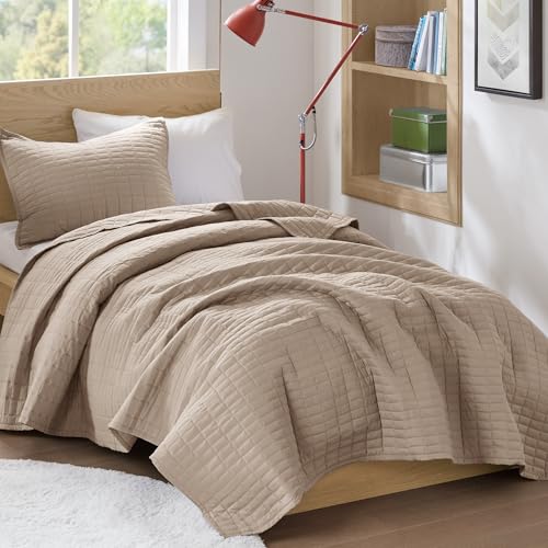 "Comfort Spaces All Season, Lightweight, Coverlet Bedspread Bedding, Matching Shams, Microfiber, Taupe, Twin/Twin XL(66""x90"")"