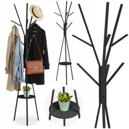 Massido Clothes Stand Metal with Shelf 12 Hooks 181 cm Black
