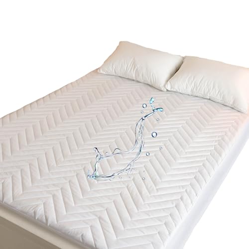Kingnex Quilted Waterproof RV King Mattress Protector Pad - Fitted Cover for 72x80 Narrow King Camper Bed, Elastic Side Skirt, Brushed Microfiber Surface