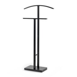TAISSU - Valet Stand Model ADAK - Matte Black - With Top Hanger and Pants Bar - 52 x 18 x 100 cm - Steel with Concrete Base - Bedroom Coat Rack