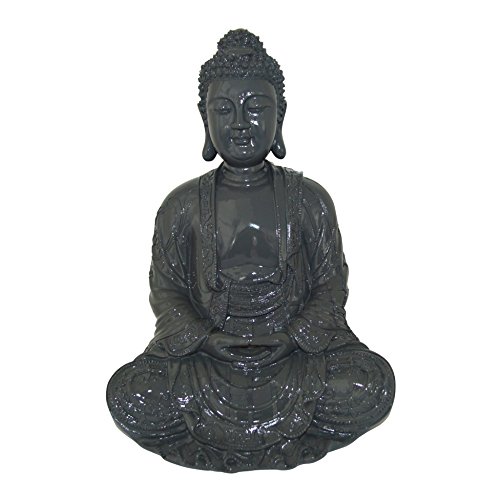 HOMEA 5dej1241gr Statue Buddha Polyresin Pebble 24.5 x 23.5 x 35.5 cm