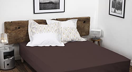 Home Linge Passion Chocolate Fitted Sheet 140 x 190 cm + 25 cm 100% Cotton 57 Thread Count (Label Oeko-Tex)