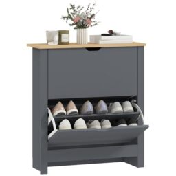 HOMCOM Shoe Cabinet Ultra Slim 2 Flip Drawers 6-12 Pairs Charcoal Grey - Shoe Storage Cabinet, Space Saving Cupboard, Adjustable Shelves, Hallway, Living Room