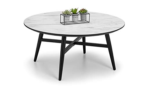 Julian Bowen Firenze Coffee Table, White Marble Effect - H42 x W90 x D90cm