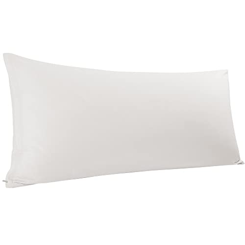 "PiccoCasa Body Pillow Cover Egyptian Cotton Bolster Pillow Cases - 300 Thread Count Super Soft and Breathable Long Body Pillowcase with Zipper Closure Silver Grey 20""x48""/ 4ft"