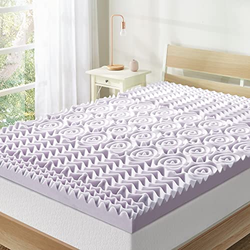 Mellow 3 Inch 5-Zone Memory Foam Mattress Topper, Soothing Lavender Infusion, Full