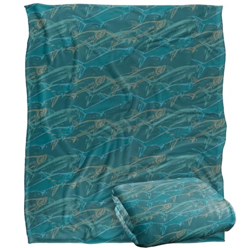 Jq Licensing - Jl-Jp Tarpon Mosaic Fishing Pattern Silky Touch Super Soft Throw Blanket 152 X 127 Cm