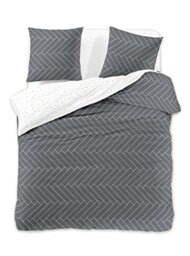DecoKing Premium 29398 Bed Linen 230 x 220 cm 2 Pillowcases 50 x 75 Graphite Geometric Pattern Duvet Covers Renforcé Cotton Mako Satin Cotton Sateen Double-Sided Ducato Collection Panels Grey White