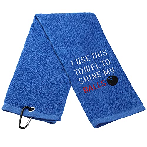 JXGZSO Bowling Towel - I Use This Towel To Shine My Balls - Silver Embroidered Cotton Hand Towel