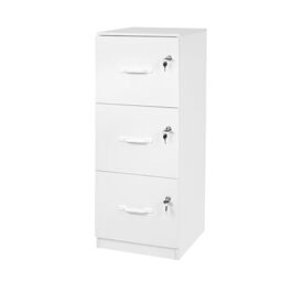 Relaxdays Hanging File Cabinet with 3 Lockable Drawers, 103x40x40cm, White