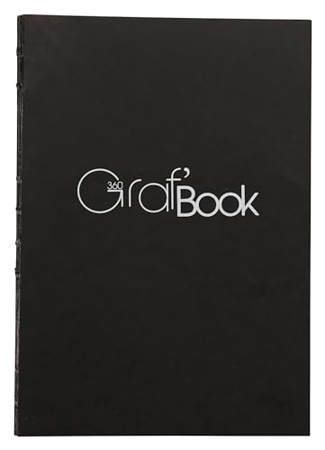 Clairefontaine - Ref 975801C - Graf Book 360 Raw Binding Book (100 Sheets) - A5 in Size, 100gsm Paper, Acid Free, pH Neutral, Portrait Orientation - Black Cover