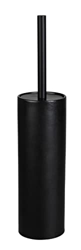 WENKO Ceramic toilet set Casoli, toilet brush holder incl. toilet brush with silicone WC brush head (Ø 7.5), flexible plastic cover, (W/D x H): Ø 9.1x40 cm, in timeless black