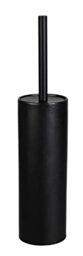 WENKO Ceramic toilet set Casoli, toilet brush holder incl. toilet brush with silicone WC brush head (Ø 7.5), flexible plastic cover, (W/D x H): Ø 9.1x40 cm, in timeless black