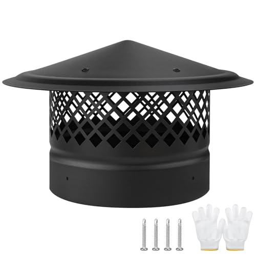 8 Inch Chimney Cap,Cone Top Chimney Cap with Screen,8 Inch Stove Pipe Cap - 8 Inch Round Chimney Cap Roof Rain Cover for Wood Stove Pipe Topper,Fireplace Roof Vent Cover-Galvanized Steel,Better Vent