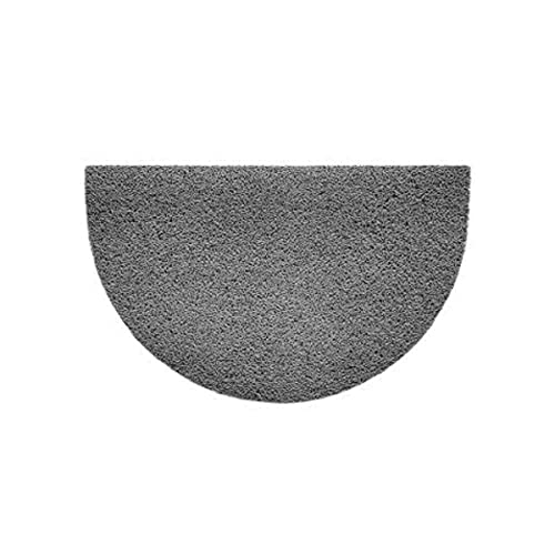 Nicoman Embossed Halfmoon Half Circle Door Mat Dirt-Trapper Jet-Washable Doormat 70x44cm (Grey, PLAIN) - Use Indoor or Sheltered Outdoor