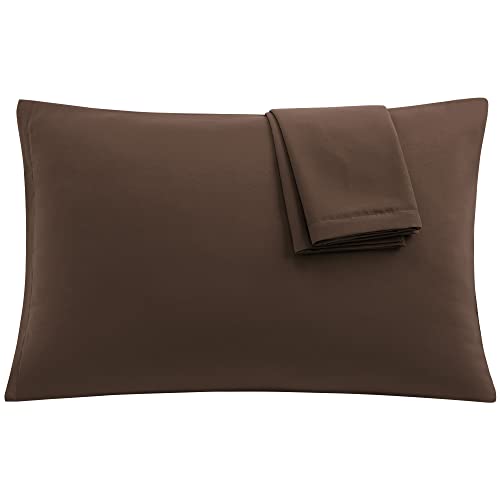 uxcell 2 Pack Pillow Cases Soft 1800 Series Microfiber Pillowcases Set with Zipper, Wrinkle, Fade, Stain Resistant, Travel, Brown