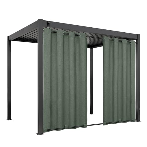 Easy-Going Linen Look Outdoor Curtains 54x96 inch, Sage Green - Waterproof Soft Thicken Outdoor Privacy Curtains for Patio, Gazebo, Grommet Top and Tab Bottom Drape, 1 panel