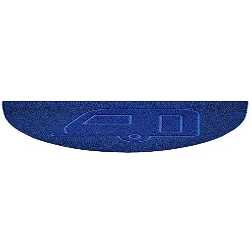 Nicoman Embossed Halfmoon Half Circle Door Mat Dirt-Trapper Jet-Washable Doormat 70x44cm (Blue, CARAVAN Shape) - Use on Carpet ONLY