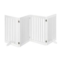 Relaxdays Wooden Safety Barrier, Adjustable Gate for Dogs & Children, Fireplace & Oven, MDF, 4 Panels, 70x206.5cm, White