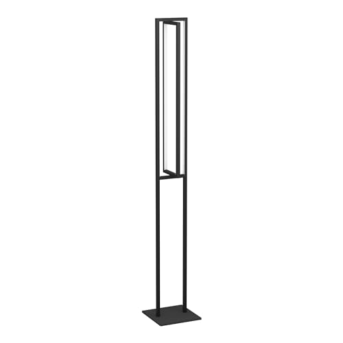 Eglo LED Floor lamp Siberia, dimmable Standing Light with Remote Control, Minimalist Living Room Corner floorlamp Made of Black Metal and White Plastic, Warm-Cool White