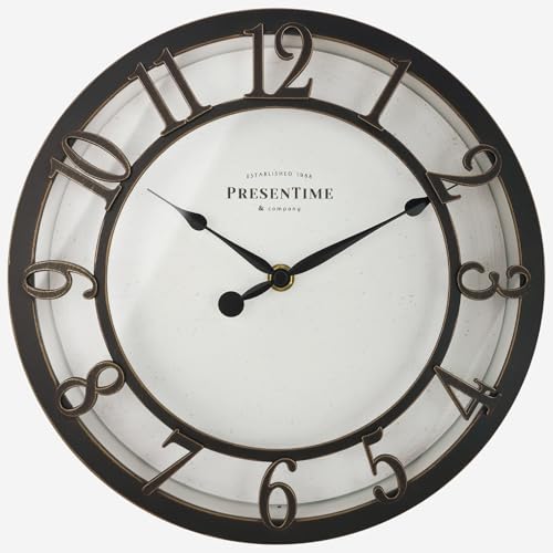 "PRESENTIME & Co 10"" Farmhouse Series Wall Clock, Vintage Style, Retro Clock, Silent no Ticking, Oil Rubbed Bronze Finish"