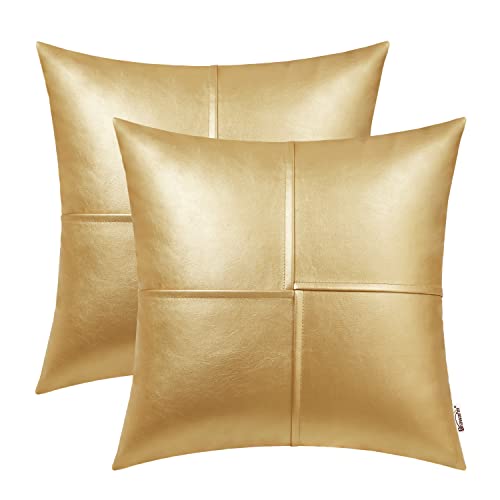 BRAWARM Pack of 2 Cozy Throw Pillow Covers Cases for Sofa Couch Home Decoration Solid Dyed Striped Soft Chenille with Piping 55cm x 55cm Deep Lagoon