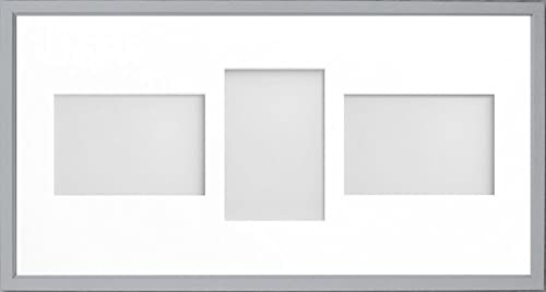 Frame Company Drayton Multi Aperture Photo Frame, Grey, 20x10 for 6x4 inch (x3 LPL)