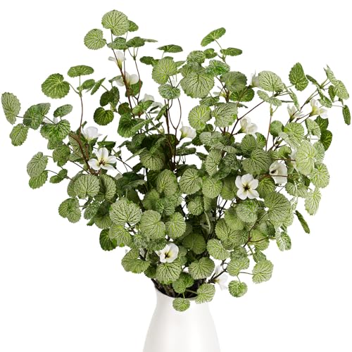 "Melorca&Guilla 3PCS 43.3"" Green Faux Branches for Vase, Faux Greenery Stems, Fake Plants, Artificial Branches for Shop Garden Office Home D??cor (3, Begonia)"