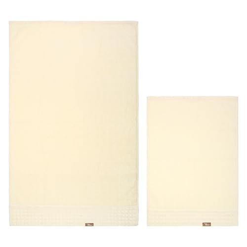 THUN Iconic Elengance Collection 100% Cotton Cream Towel Set of 2 40 x 60 cm 60 x 100 cm