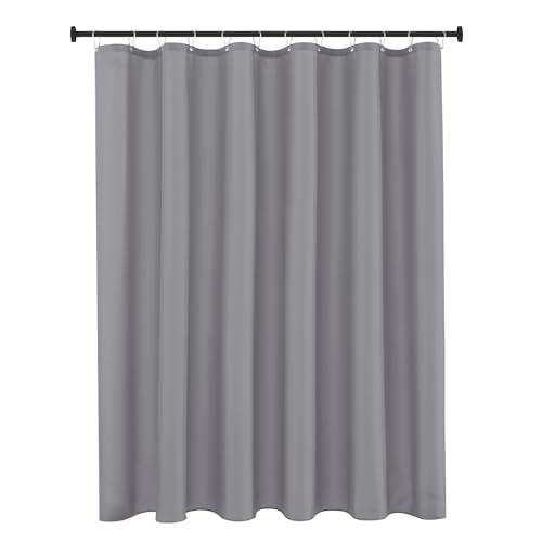"Biscaynebay Fabric Shower Curtain Short Stall Liners 72"" Width by 65"" Length, Silver Grey Water Resistant Bathroom Curtains, Rust Resistant Grommets Top Weighted Bottom Machine Washable"
