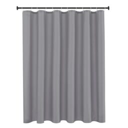 "Biscaynebay Fabric Shower Curtain Short Stall Liners 72"" Width by 65"" Length, Silver Grey Water Resistant Bathroom Curtains, Rust Resistant Grommets Top Weighted Bottom Machine Washable"
