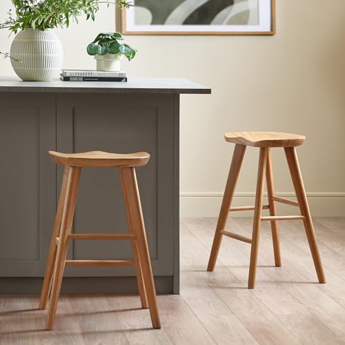 Julian Bowen Mulu Bar Stool, Solid Oak - H66 x W45 x D39.5cm