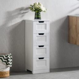 Bath Vida Priano Freestanding 4 Drawer Bathroom Storage Cabinet Unit, White