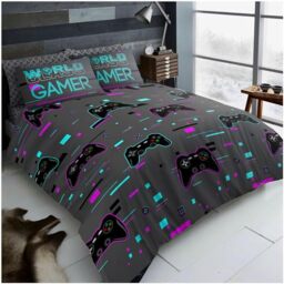 GC GAVENO CAVAILIA Single Duvet Cover Sets (137x200 cm) - Reversible Bedding & Linen Gamer Quilt Covers - Polycotton Single Bedding Sets - Washable Linen - Charcoal