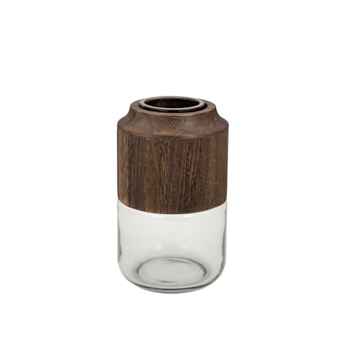 Alexandra House Living Vase Natural Wood Glass 14 x 23 x 14 cm