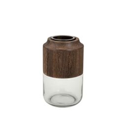 Alexandra House Living Vase Natural Wood Glass 14 x 23 x 14 cm