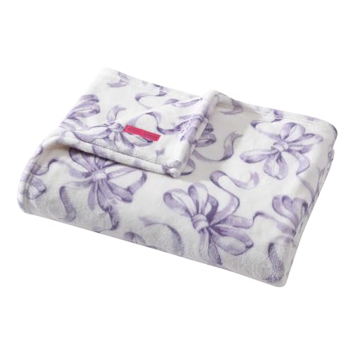 Betsey Johnson - Full/Queen Blanket, Lightweight & Warm Plush Bedding, All Season Home Decor (Ballet Bows Purple, Full/Queen)