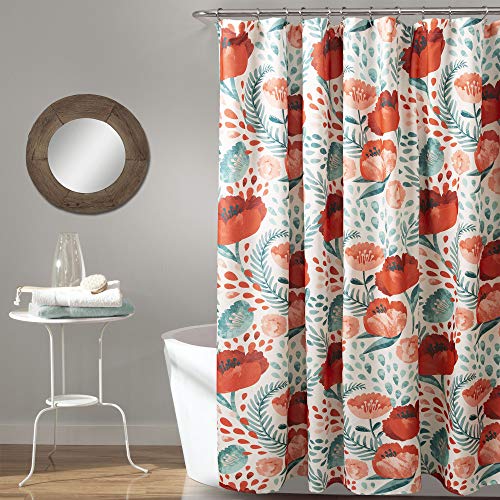 "Lush Decor, Multi Poppy Garden Shower Curtain, 72"" x 72"", 72"" x 72"