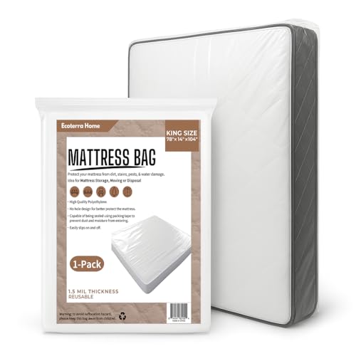Ecoterra Home 1PK King Mattress Bags for Moving and Disposal 78''x104''x14'',Waterproof Storage Mattress Cover Queen Size for Mattress or Boxspring, Dust Proof Moving Suppliers.