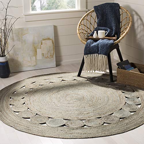Safavieh Natural Fiber Rug for Living Room, Dining Room, Bedroom - Natural Fiber Collection, Short Pile, in Grey, 91 X 91 cm