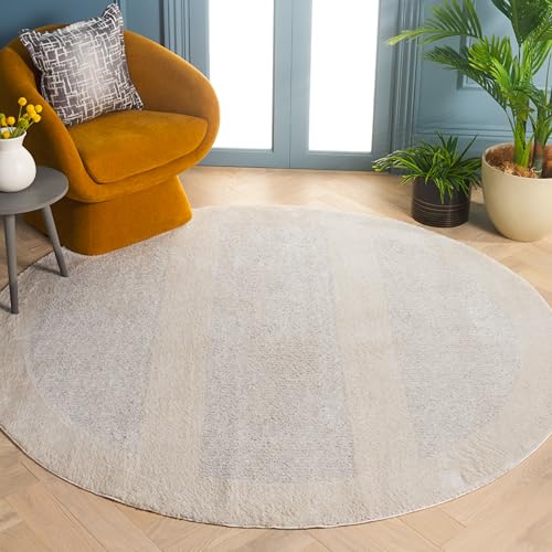 Safavieh Geometric Rug for Living Room, Dining Room, Bedroom - Melody Collection, Short Pile, in Ivory and Grey, 201 X 201 cm