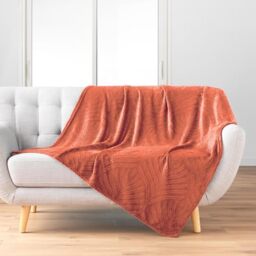 Douceur d'Intérieur, Blanket (125 x 150 cm) Nelia Terracotta, Plain Embossed Flannel
