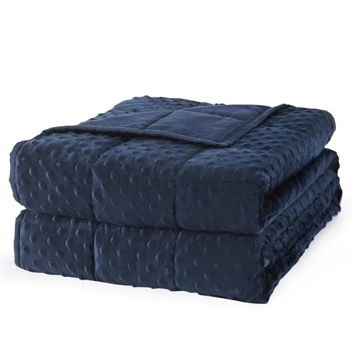 Mr. Sandman Weighted Blanket for Adults, King Size 25 lbs, 80 x 87 Inches - Cooling Soft Minky for Hot Sleepers Machine Washable Filled with Glass Beads Heavy Bed Throw for Sleep Navy Blue
