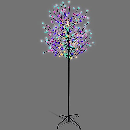NETTA 5FT LED Cherry Blossom Tree, Pre-Lit 250 Lights, Auto-Off Timer and 8 Lighting Modes, 3M Power Cable, Suitable for Indoor and Outdoor Use - Multi-Colour