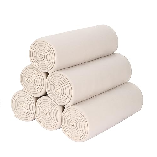 Fleece Throw Blanket Bulk Fleece Blankets Solid Lightweight Warm Soft Cozy Pet-Friendly for Home Bed Sofa Couch Dorm Office Wedding Gifts Travel Airplane for Seasons (Beige, Pack of 6-50x60 Inches)