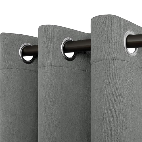 Easy-Going Linen Look Blackout Curtain Grommet Window Curtain Drapes for Bedroom, Living Room Thermal Insulated Room Darkening (2 Panels, 42x84 inch, Grey)