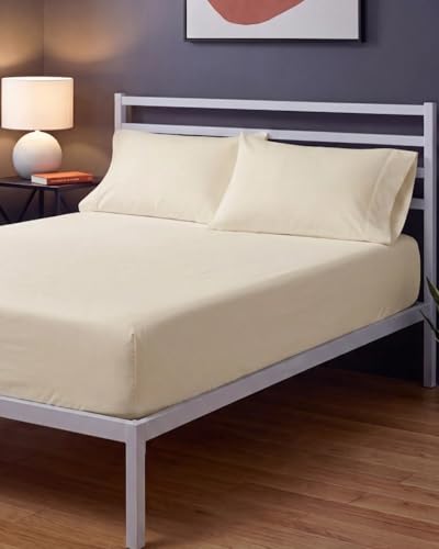 Sleepy Town Cal King Size Bed Sheets - 3 Piece - NO Flat Sheet Included - California King Sheet Set - Soft, Comfy & Cooling - Easy Care - Wrinkle & Fade Free - Brushed Microfiber Sheets (Off White)